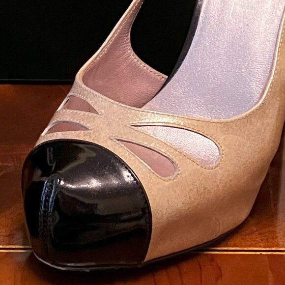 💯Authentic CHANEL Pink/Black Glitter Slingbacks - Size 37 - Picture 3 of 15